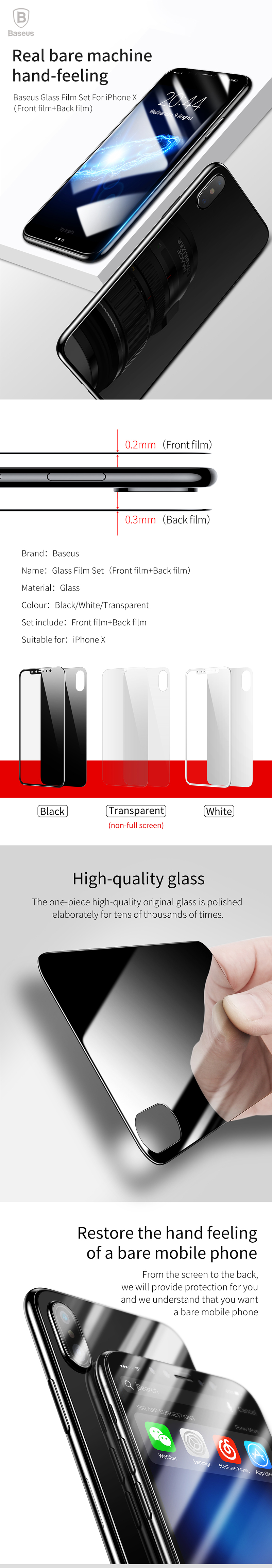 Baseus-02mm-3D-Arc-Edge-Front-Rear-Tempered-Glass-Film-Screen-Protector-for-iPhone-XSX-1209827-1